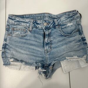 American Eagle Outfitters Light Blue Distressed Jean Shorts